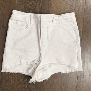 Good American High-Rise White Jean Shorts Cut-off Hem Size 6/28